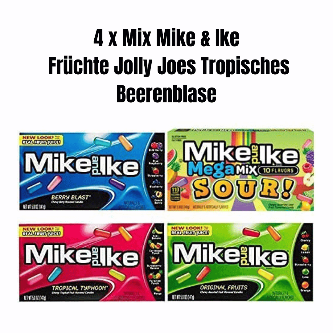 4 x Mix Mike & Ike Früchte Jolly Joes Tropisches  Beerenblase