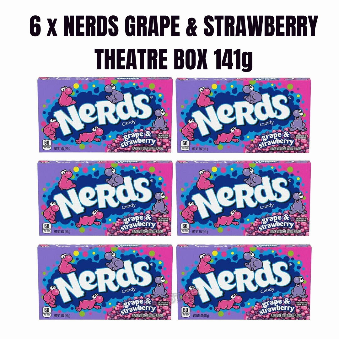 6 x NERDS GRAPE & STRAWBERRY THEATRE BOX 141g