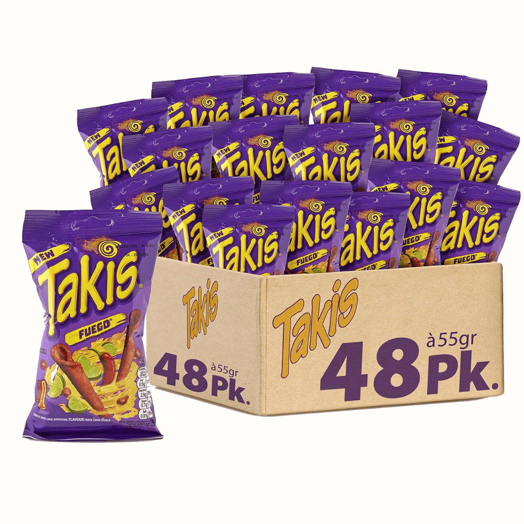  Takis Chips Fuego 56g - 48x Tüten Chips Box Takis Fuego Chips Grosspackung Chips scharf (Pack von 48)