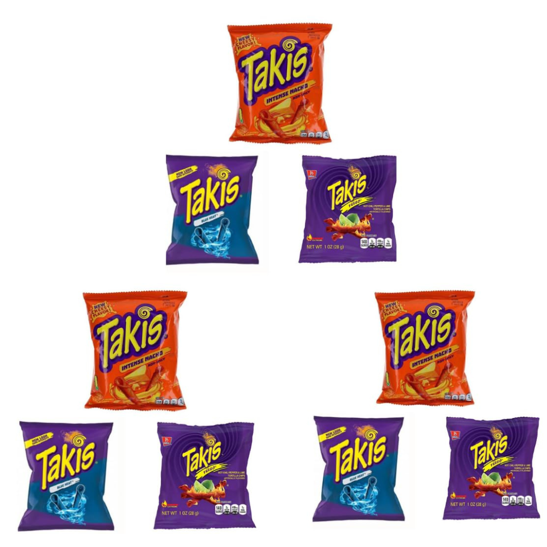  3 x Takis 28g Takis Hero Pack Bundle - Special Edition mit Fuego, Blue Heat & Intense Nacho Cheese 