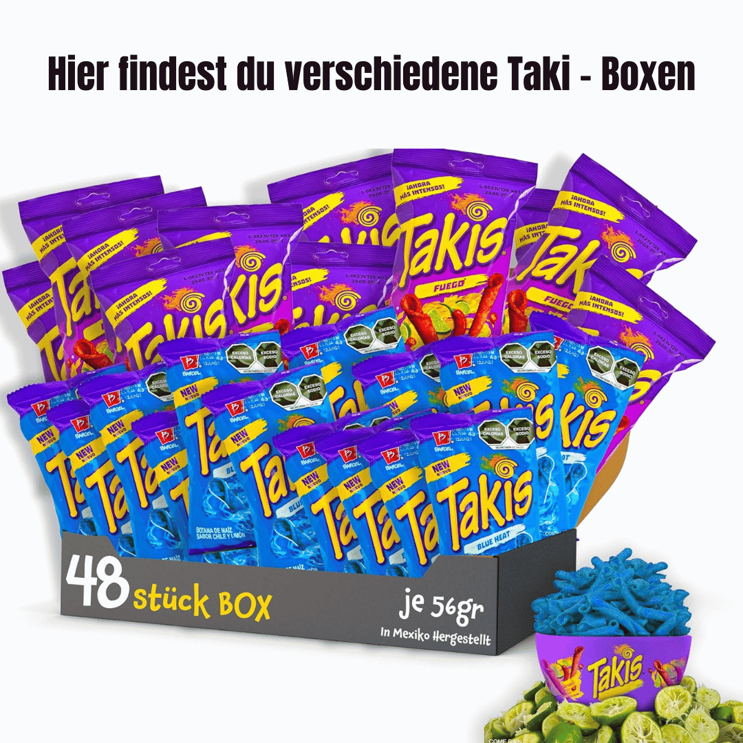 Takis Chips Box - 24x Takis Blue Heat 56g und 24x Takis Fuego 56g 