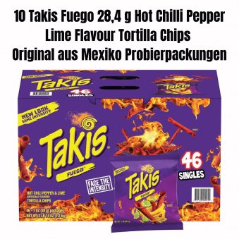 10 Takis Fuego 28,4 g Hot Chilli Pepper Lime Flavour