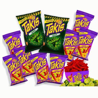 Takis Chips Box - 2x Takis Zombie 90g und 8x Takis Fuego 56g - Chips Grosspackung Chips scharf (Pack von 10) - Takis Pack